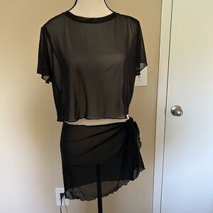 Wild Fable Black Sheer Swim Coverup Set